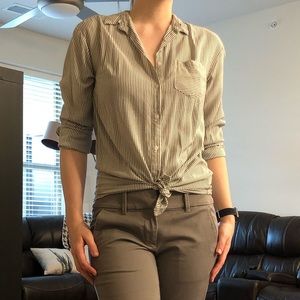 Vertical striped button down blouse